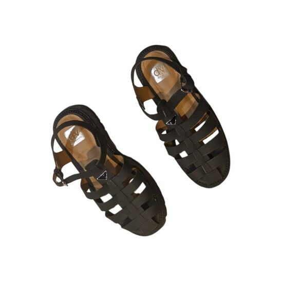 .DV by Dolce Vita Loera Black Faux Leather Chunky Fisherman Sandals Size 9 - Picture 6 of 9